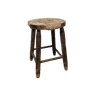 Wooden stool seated wood & woven straw