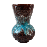 Vase brown and blue 70s Vallauris
