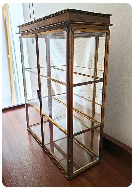 Vintage Mid Century Handmade Brass Wall Vitrine