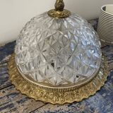 Vintage ceiling lamp in glass and brass