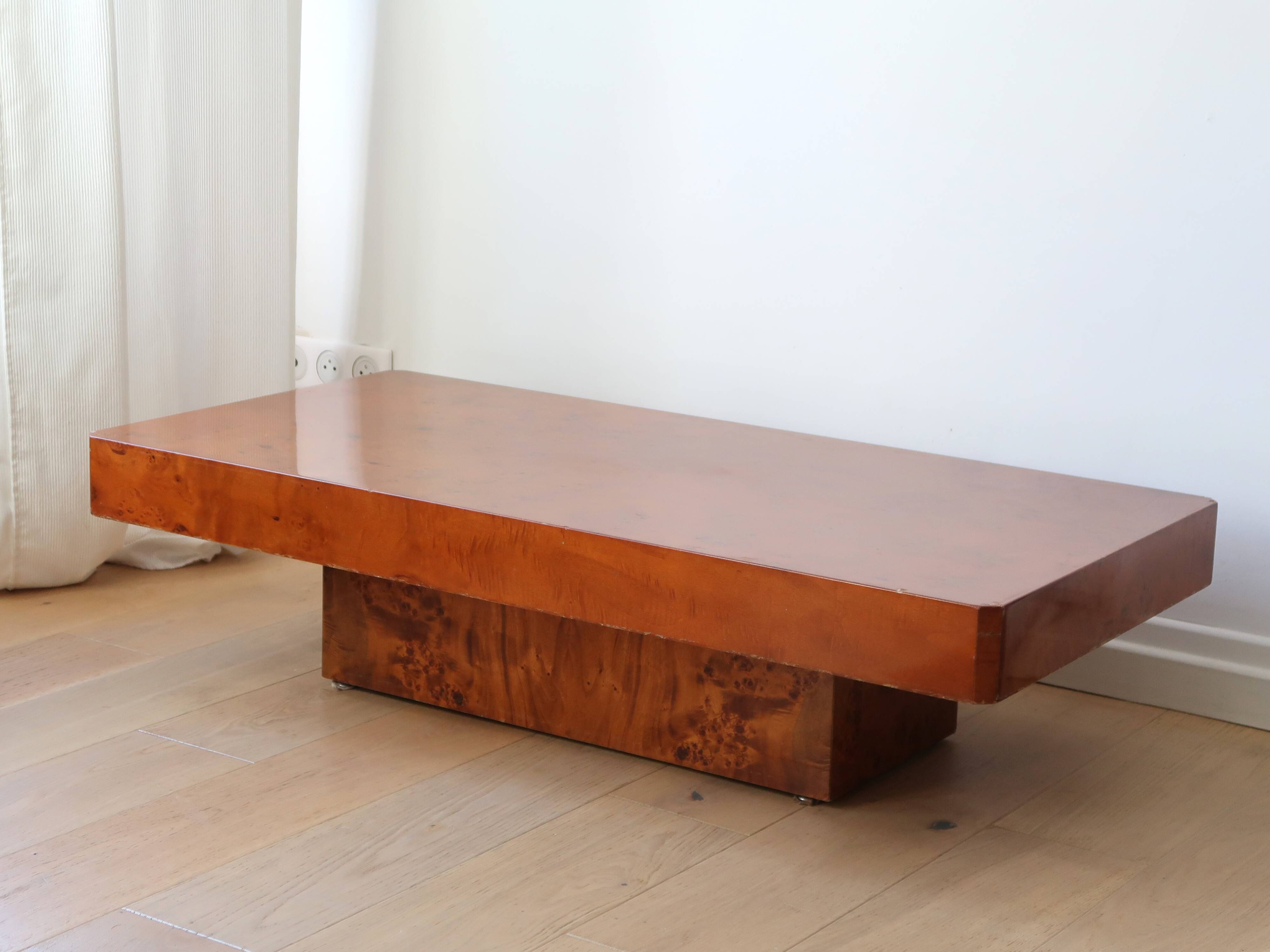 Vintage 70s elm burl coffee table
