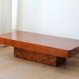 Table basse loupe d'orme 70 vintage