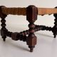 Antique French Turned Wood and Woven Rattan Footstool/ Sidetable