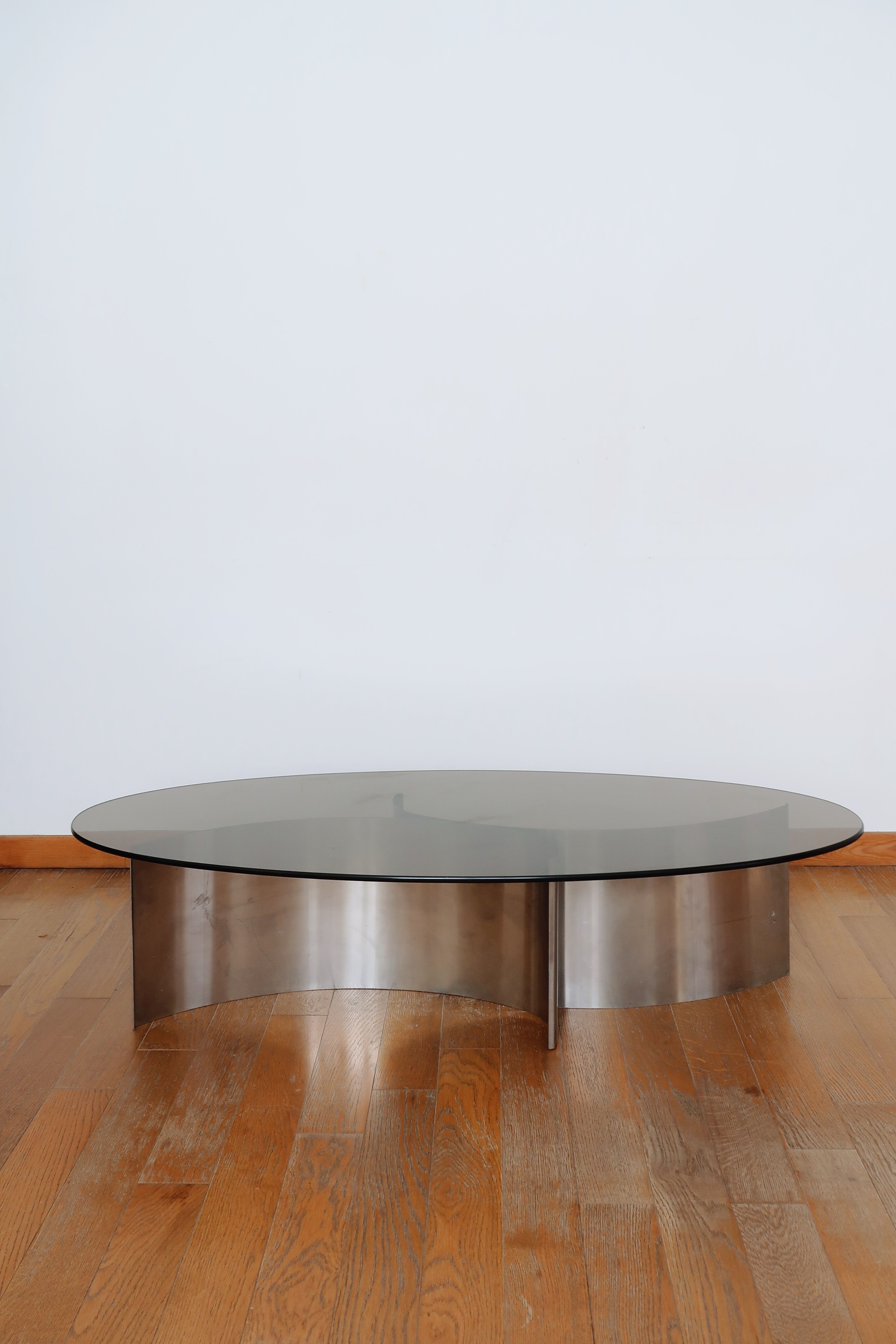 Coffee table smoked glass 70's