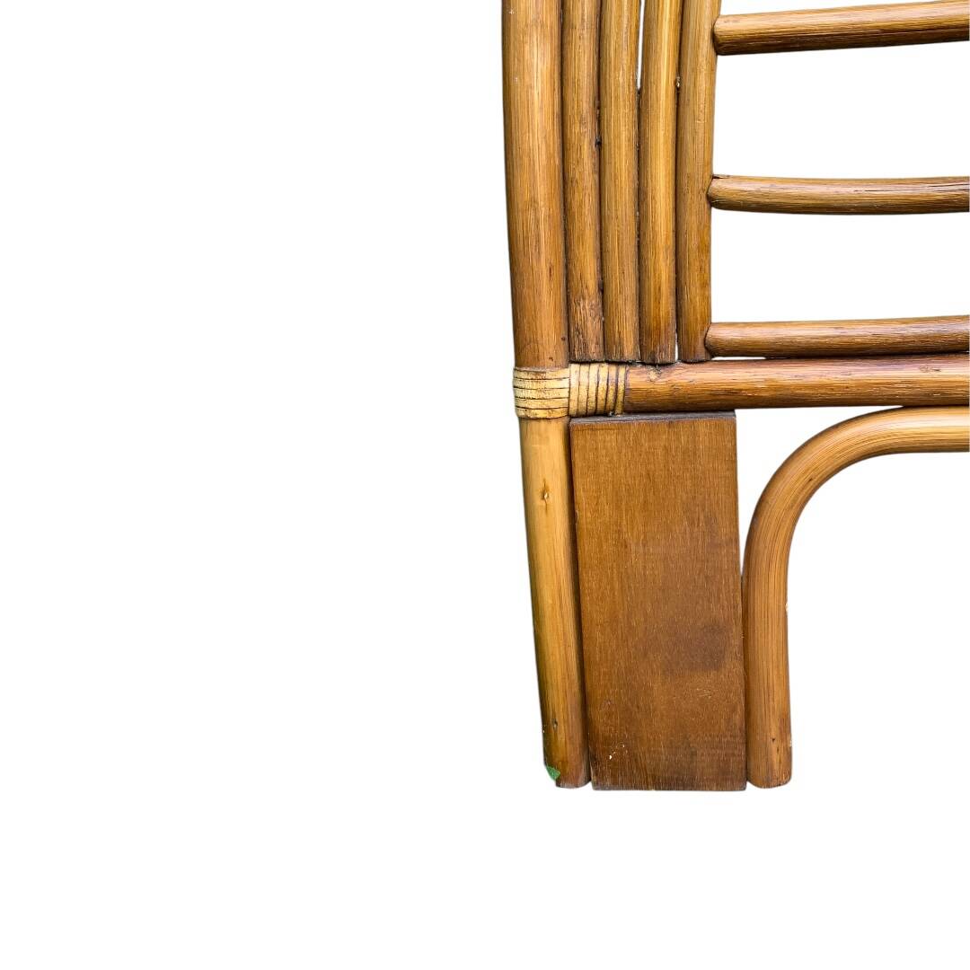 Rattan and leather headboard 140cm vintage 1970