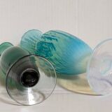 Duo of vintage blown glass soliflores vases