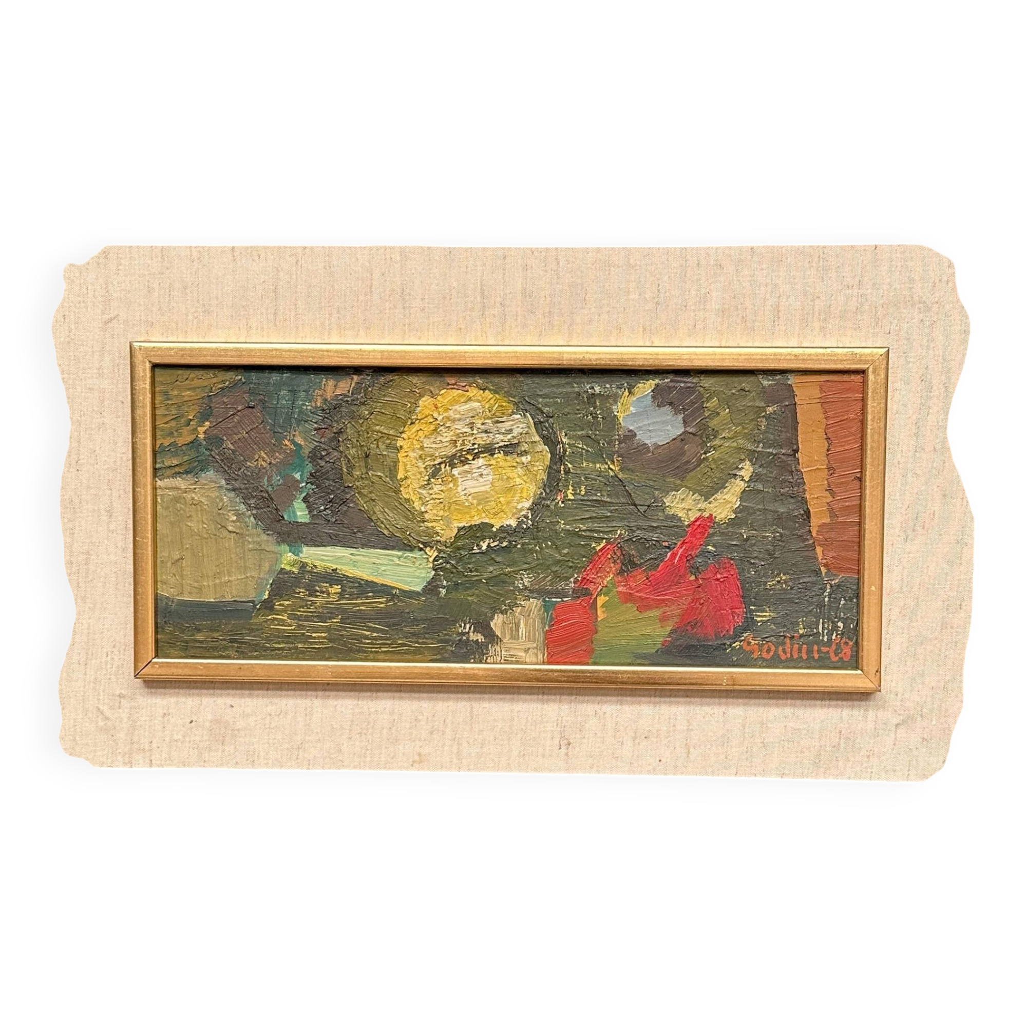 Original Oil on Swedish Panel - "Abstract" by Ragnar Godin - Signed - Dated 1968 - Framed