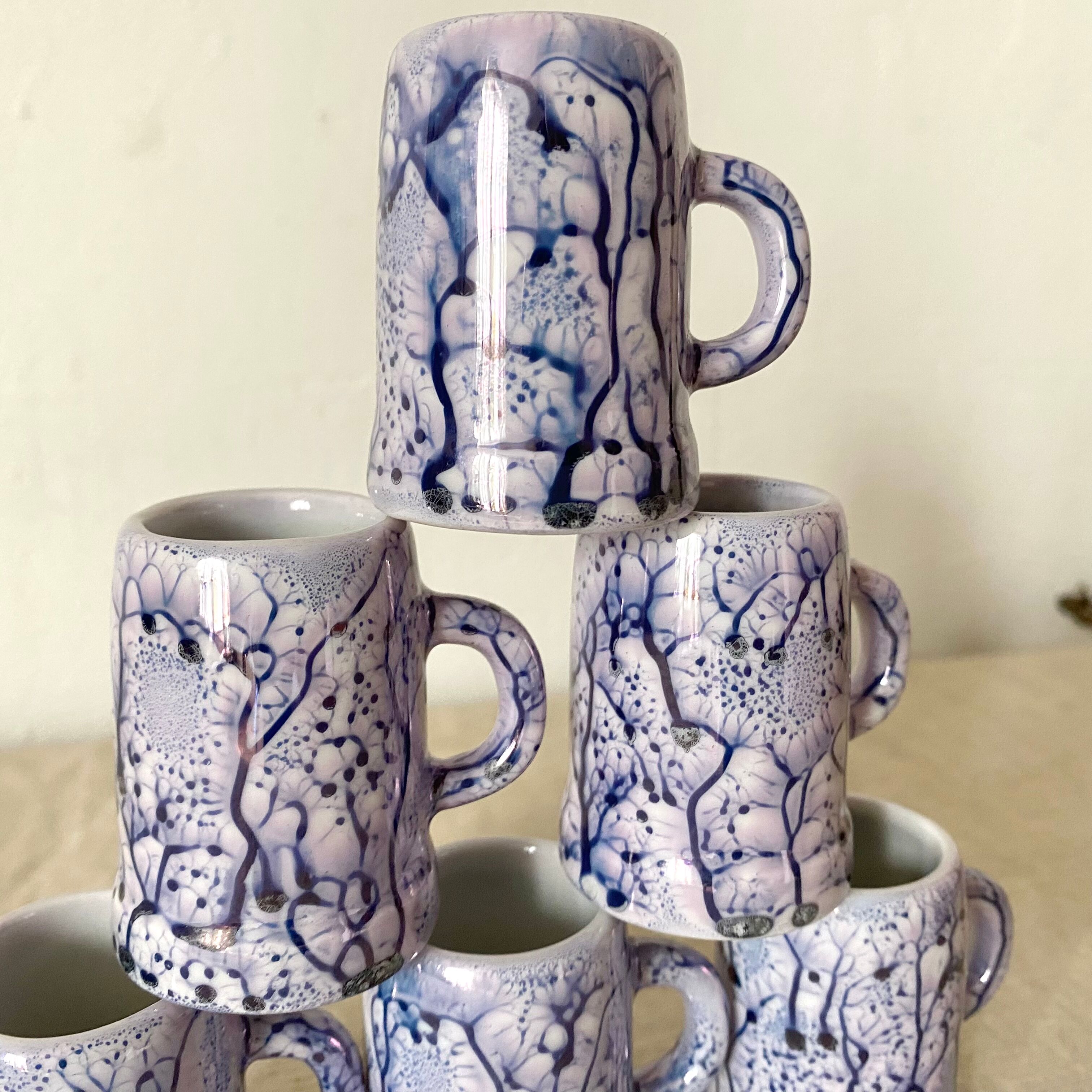 Marbled ceramic mugs