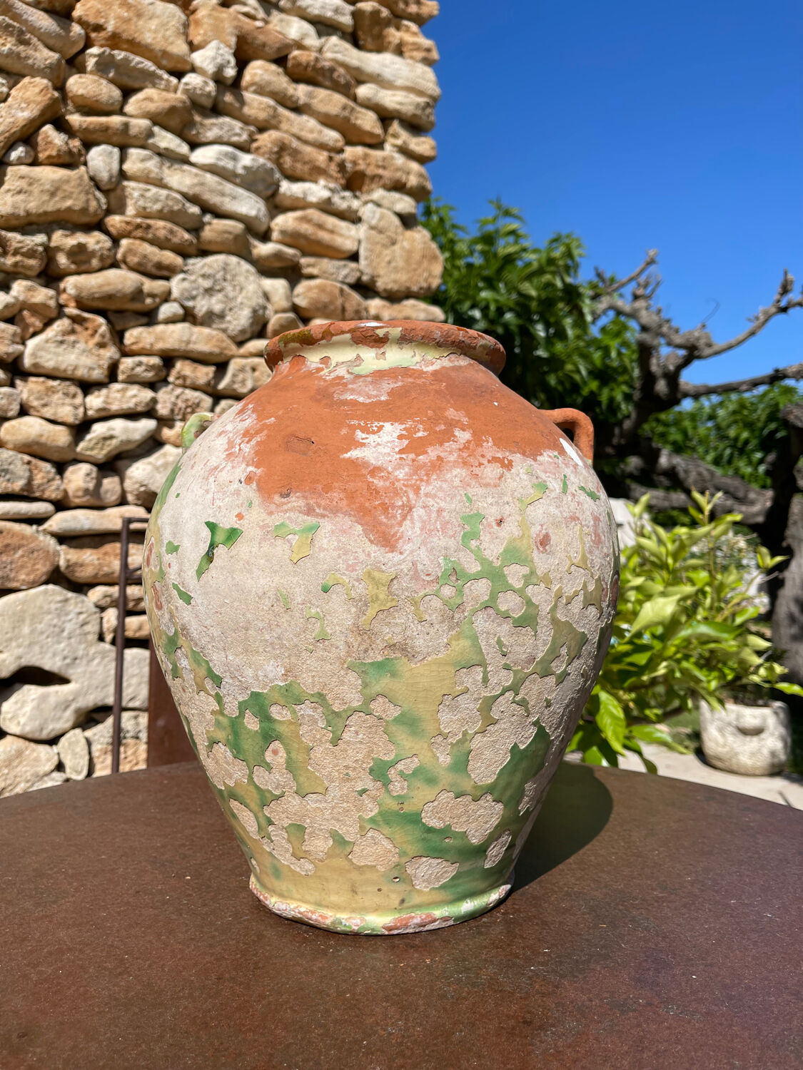 Ancient terracotta pottery jar from the 19th century.