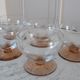 Set of 5 champagne glasses with amber glass feet 50-60s
