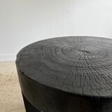 Coffee table en bois massif monoxyle noir