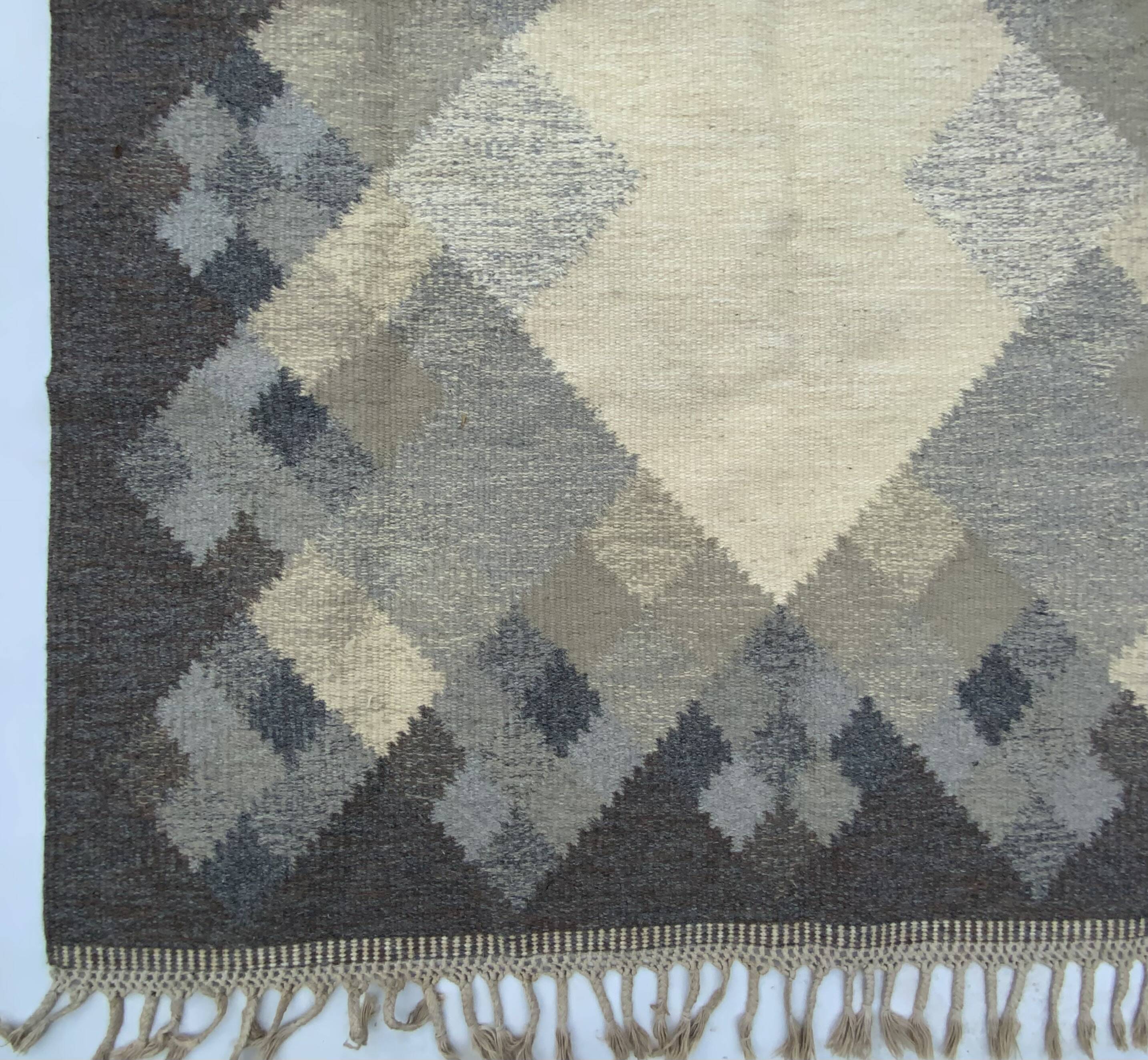 Tapis kilim röllakan suédois du milieu du siècle par brita svefors pour axeco 1960