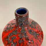 Set of 3 Red Black Ceramic Studio Pottery Vase Objects Otto Keramik Germany 1970