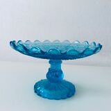 Coupe sur pied en verre bleu