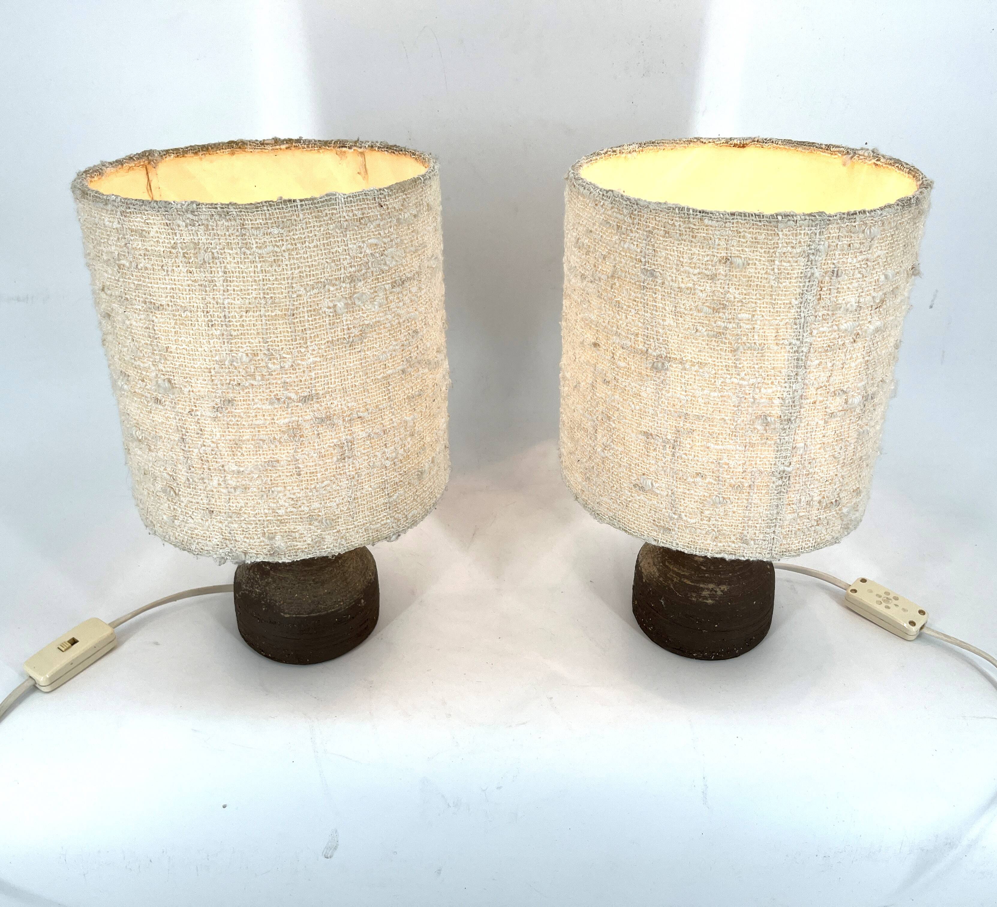 1960s Ceramic Table lamps With Original Fabric Shade From Krösselbach