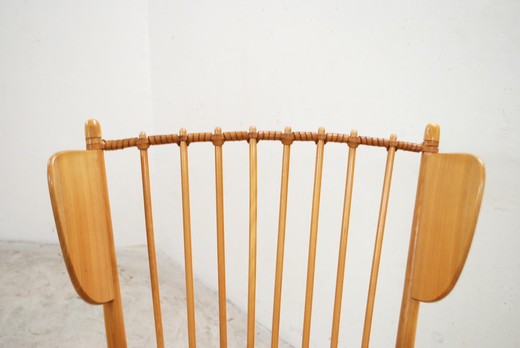 Rocking chair Wingback  par Albert Haberer pour Hermann Fleiner