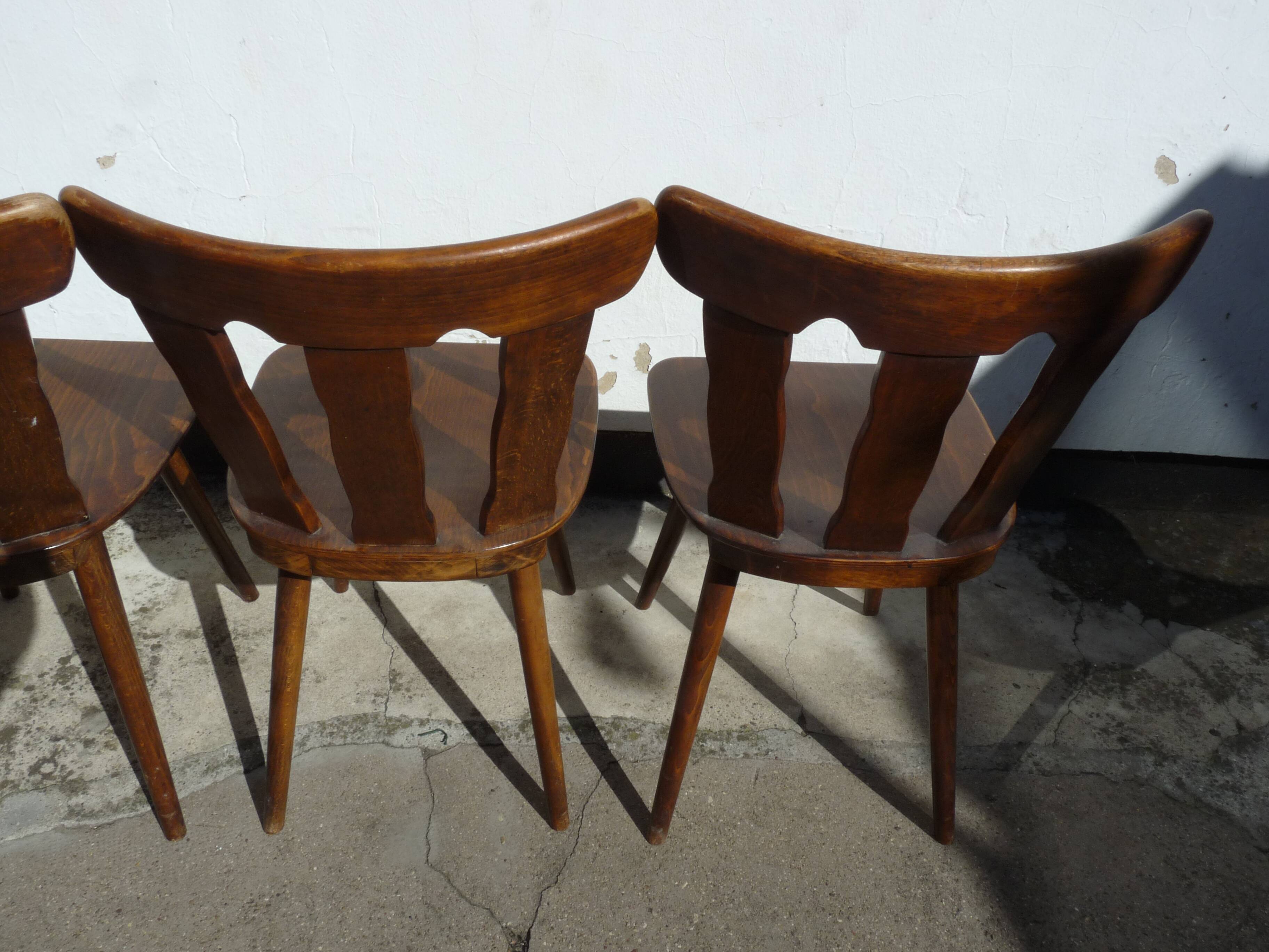 Lot of 4 wooden bistro chairs - 70s 80s 90s