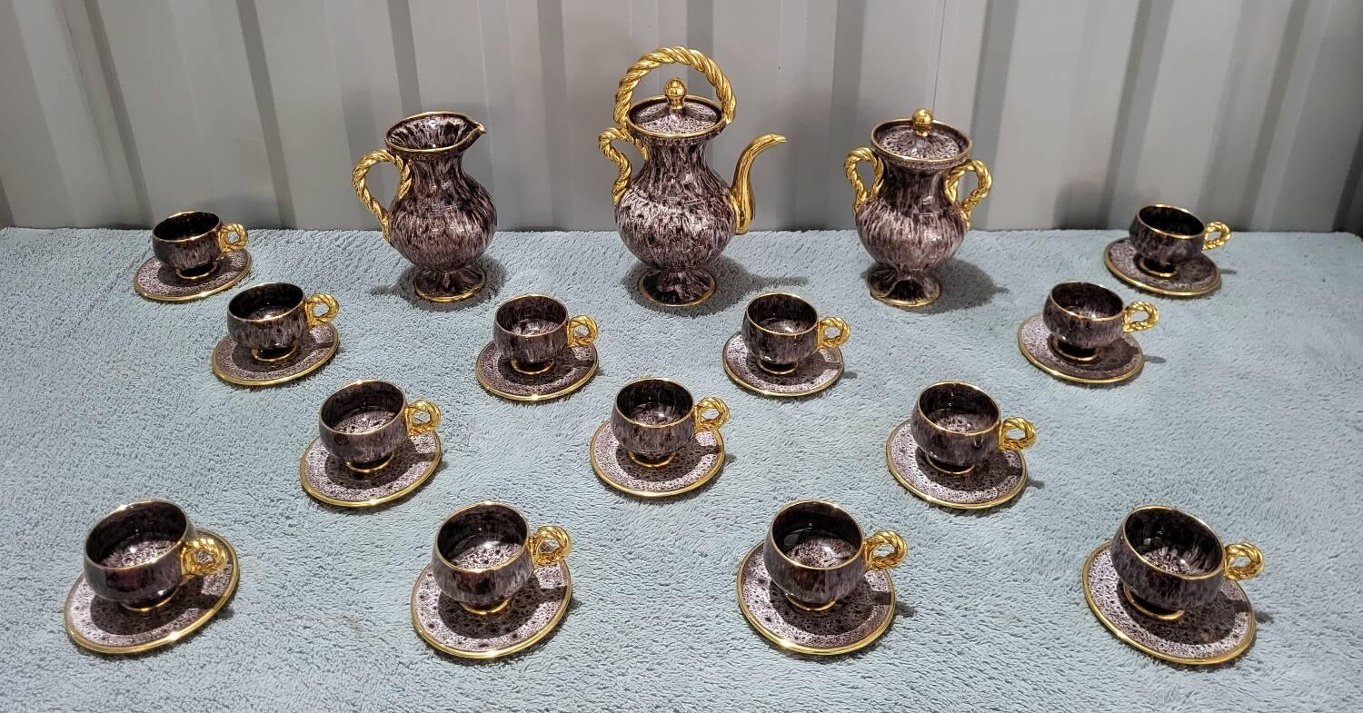 Complete coffee and tea set by Marius Gugie Vallauris Vintage