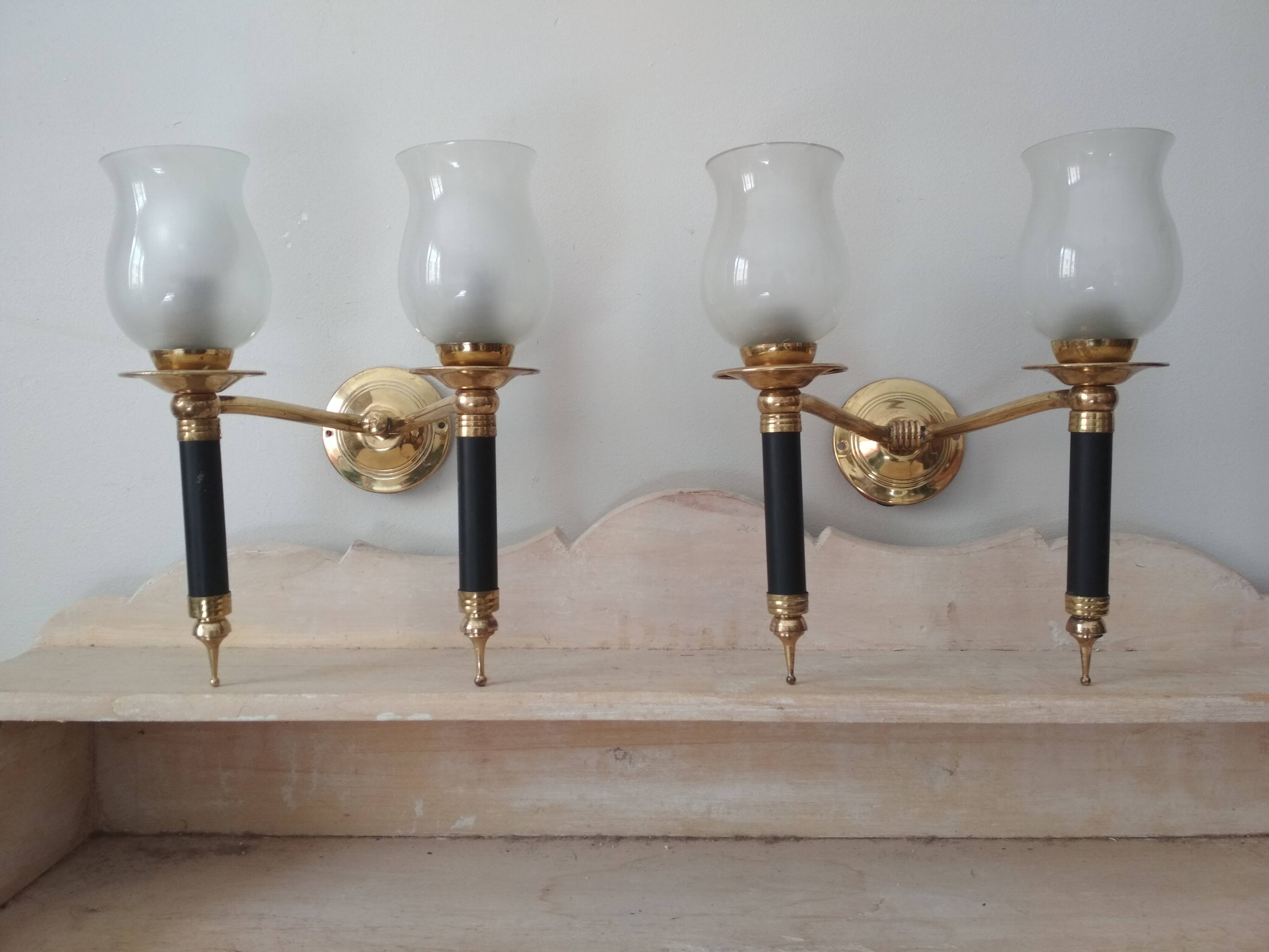 Pair of vintage 50s wall lights, 2 sconces
