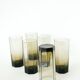Set of 6 octagonal Long Drink glasses, smoked glass, design, 1970 - 15