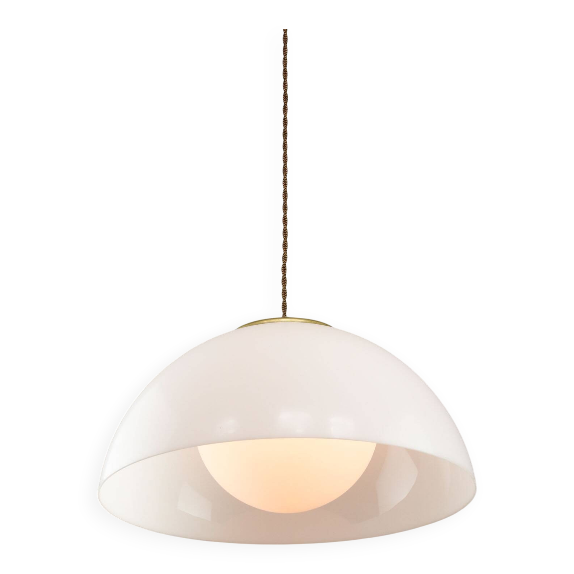 Italian Space Age Pendant in Brass and Acrylic Glass, 1970s