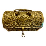 Jewelry chest with its bronze key, Renaissance style, 19th century fleur-de-lis decoration