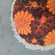 Coussin rond année 70 vintage franges