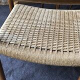 Set of 4 chairs by N.O. Møller solid oak and rope, Denmark, 1960's