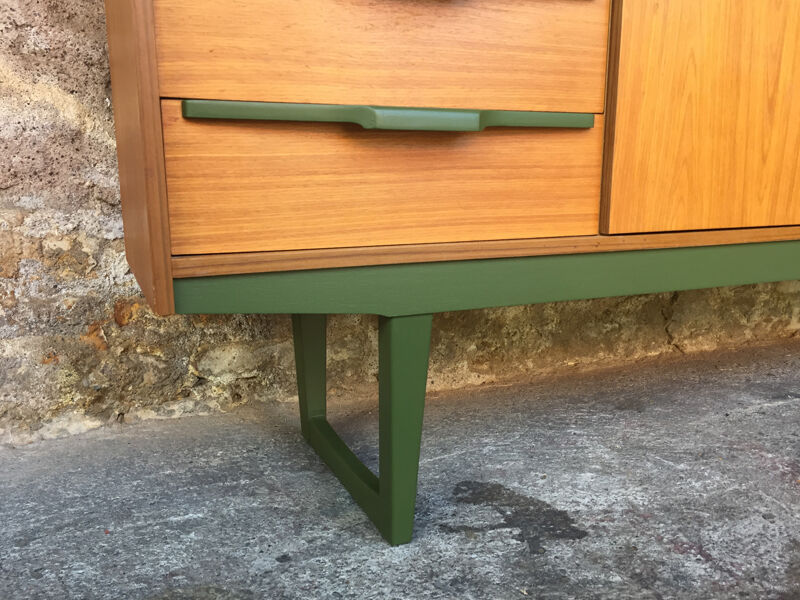 Scandinavian teak sideboard 3 drawers, 3 swing doors