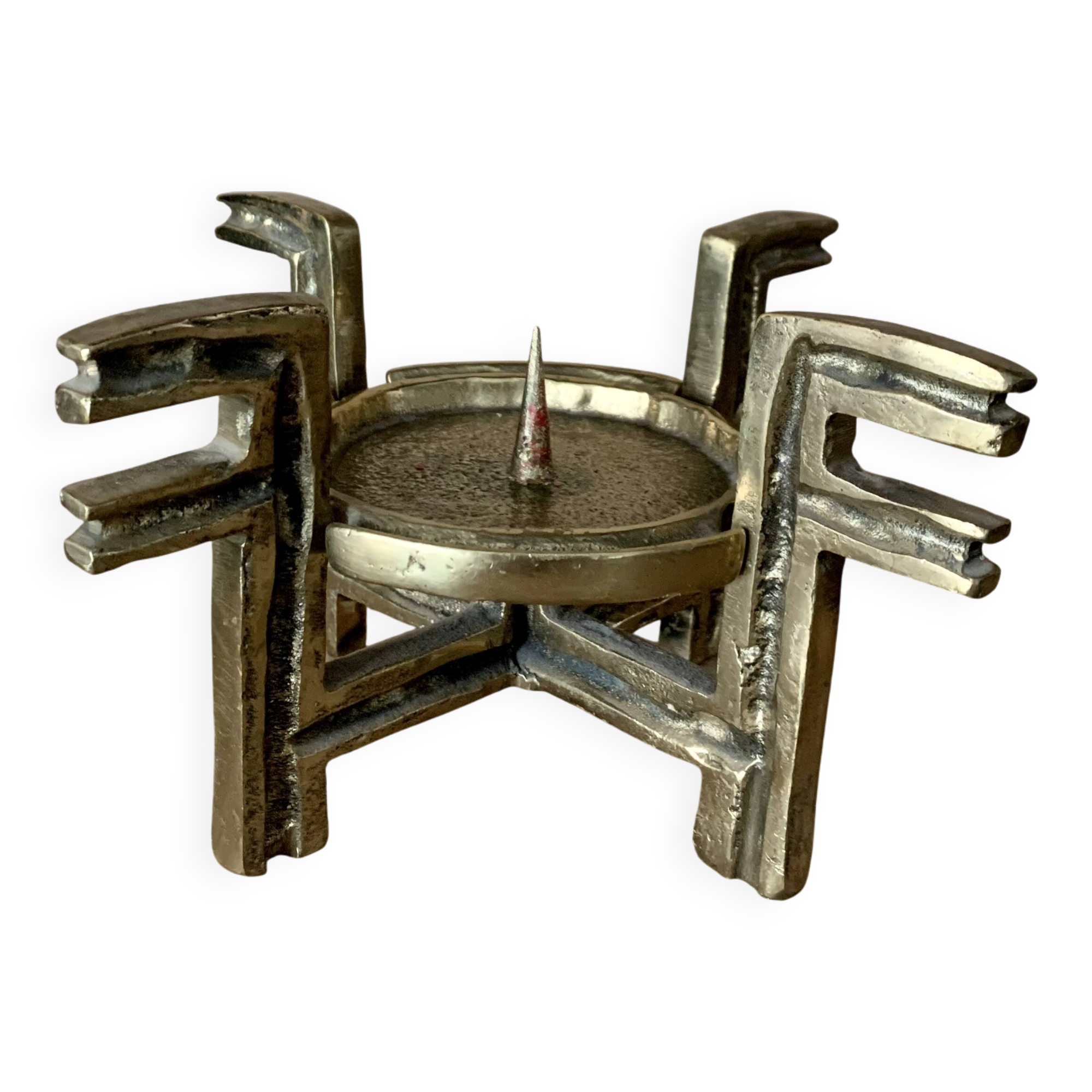 Brutalist bronze candleholder, 1970s