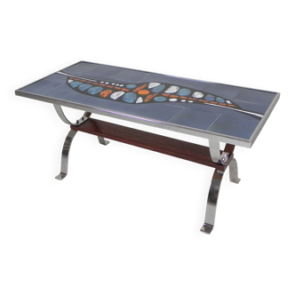 Tile table with 21 tiles, signed ''Ledu''