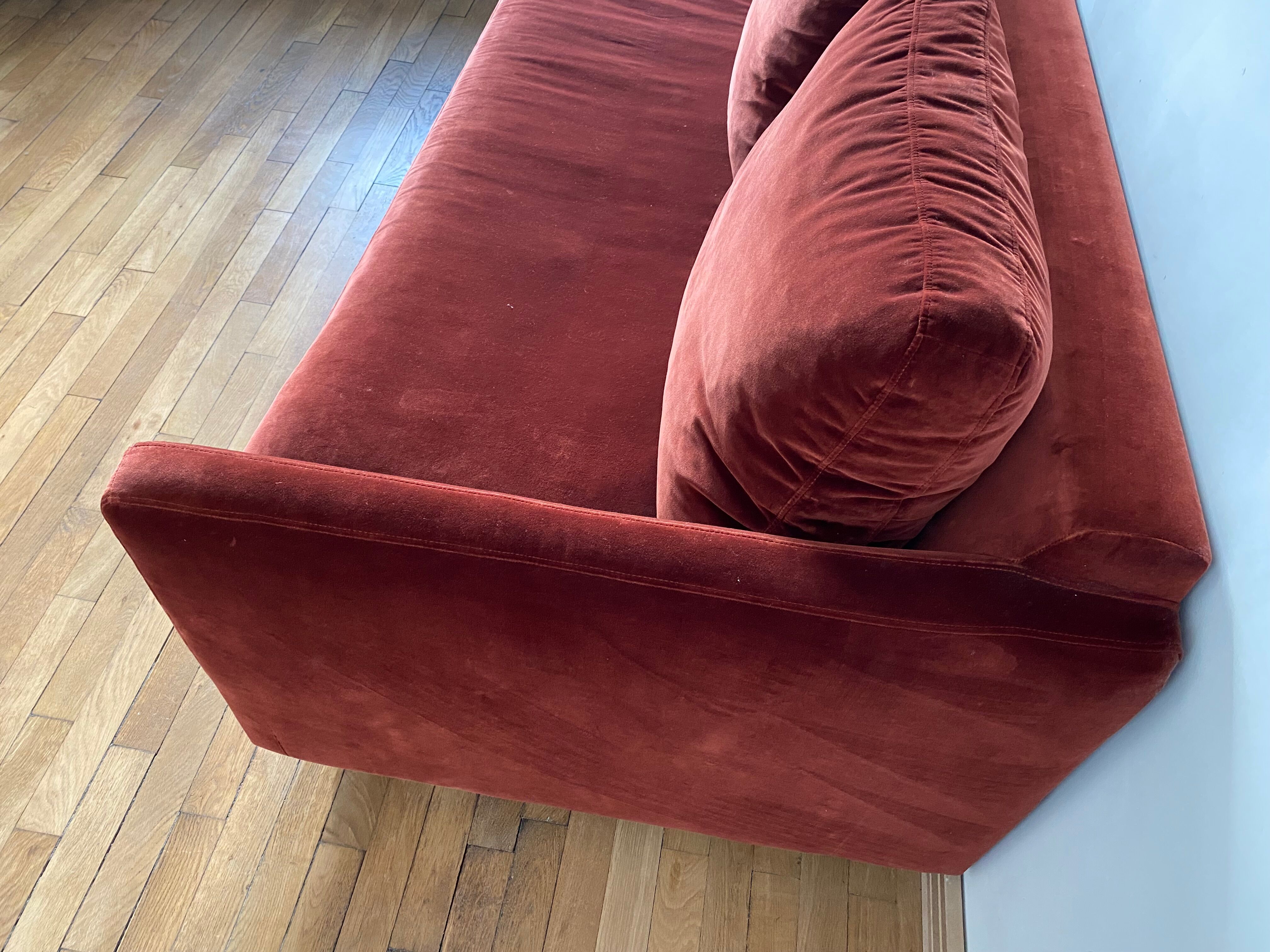Terracotta convertible velvet sofa