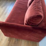 Terracotta convertible velvet sofa