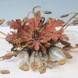 Banci-Firenze ceiling light, in Golden Iron and Crystal Flowers - 6 lamps