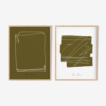 Pair of prints, abstract wall art set of two, 50x70cm