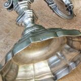 3-light silver-plated metal candlestick