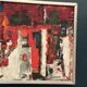 Original Swedish Oil On Canvas – “Cityscape In Red” By Holger Oijens (1907–2004) – Signed – Vintage & Framed