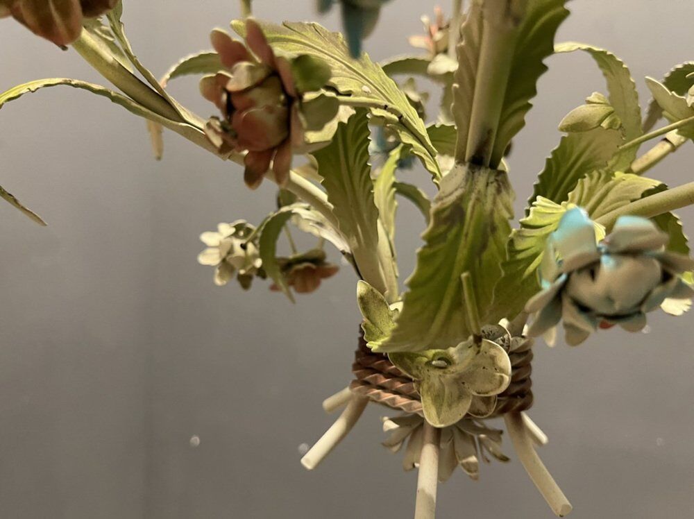 Italian tole flower chandelier, 1960s