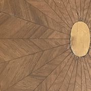 Grand plateau vintage,  marqueterie de bois sous verre