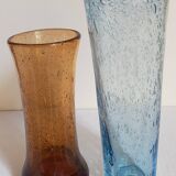 Duo de vases en verre soufflé de Biot vintages
