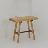 Contemporary handcrafted stool / end table in solid ash and oak wood