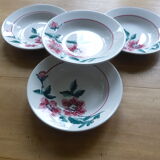 Set of 4 soup plates from the Sarreguemines factory, Monceau model 200214