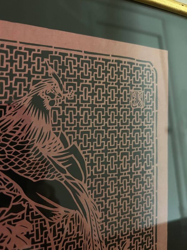 3 tableaux oiseaux en papier découpé chinois vintage