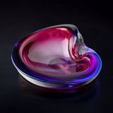 Sommerso pink and purple Murano glass tray by Flavio Poli