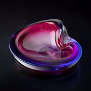 Sommerso pink and purple Murano glass tray by Flavio Poli