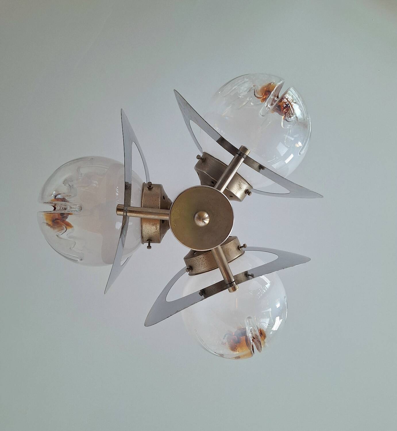 Vintage Mazzega chandelier in Murano glass, designer pendant light