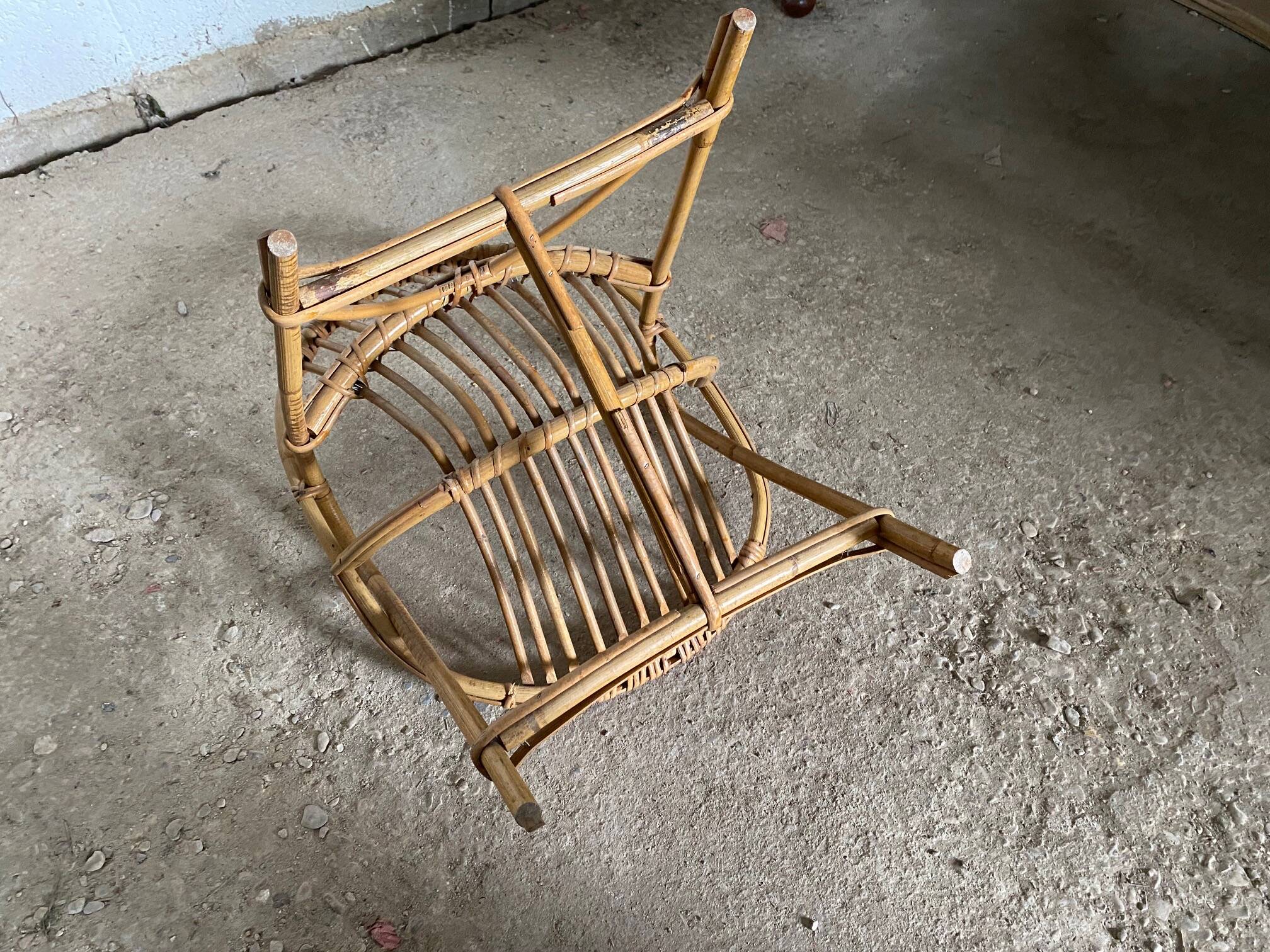 Vintage rattan children's armchair 1960s