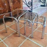 Chrome and smoked glass nesting table from the 70s