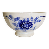 Large old blue bowl in vintage earthenware, 1940s