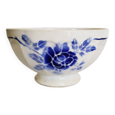 Large old blue bowl in vintage earthenware, 1940s